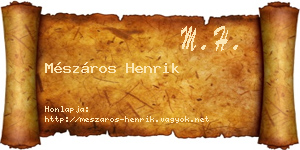 Mészáros Henrik névjegykártya