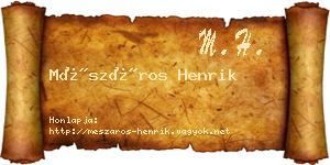 Mészáros Henrik névjegykártya